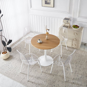 English Elm 1+4 Round Marble-look Mdf Pub Set with Metal Base for Kitchen or Home Bar W234S00139