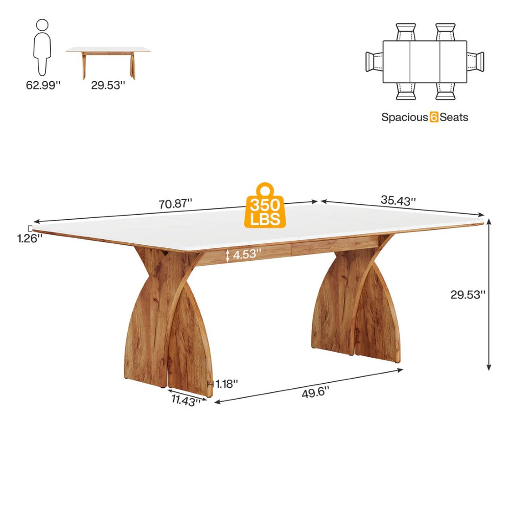 English Elm Computer Desk Dining Table with White Top Vintage Brown Legs Modern Farmhouse Style T3971P463289