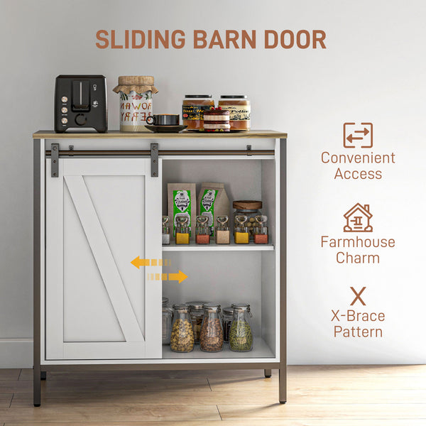 English Elm Homcom Farmhouse Sideboard Buffet Cabinet With Sliding Barn Door & Adjustable Shelf For Stylish Storage W2225P217394
