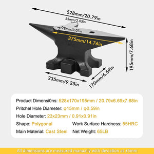 English Elm Single Horn Cast Steel Anvil 100lb London Style Blacksmith Forging Metalwork Tool W3213P453390