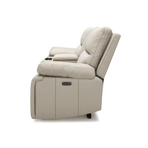 English Elm Jennifer Taylor Home - Malibu 79" Modern Power Motion Reclining 3-Piece Loveseat Sofa with Console, Cup Holders, Beige B2719P269268