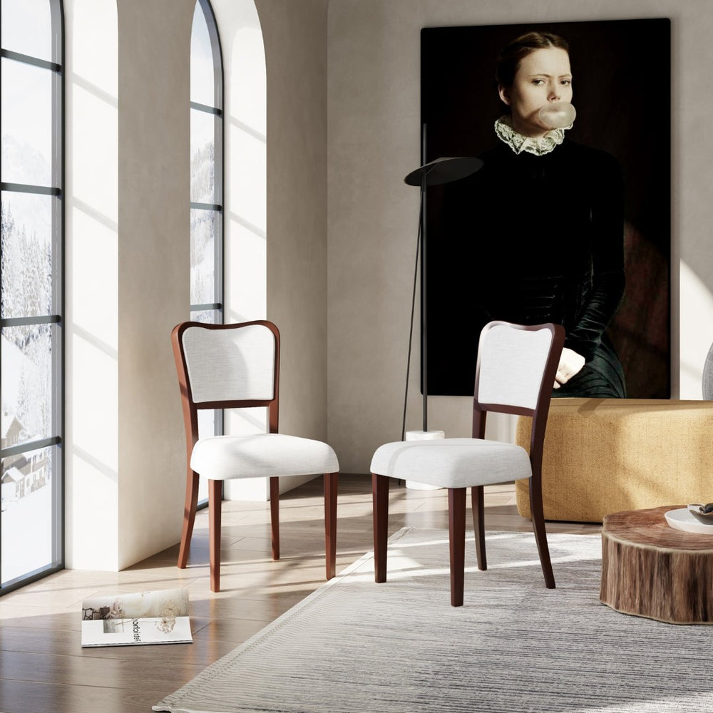 English Elm Walnut Upholstered Dining Chairs Set Of 2 - Elegant Fabric Accent Chairs With Comfort & Style N842P319127D-GIGA