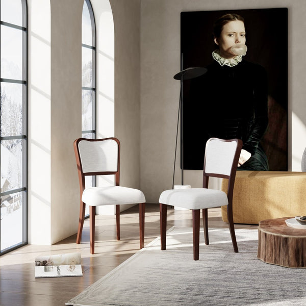 English Elm Walnut Upholstered Dining Chairs Set Of 2 - Elegant Fabric Accent Chairs With Comfort & Style N842P319127D-GIGA