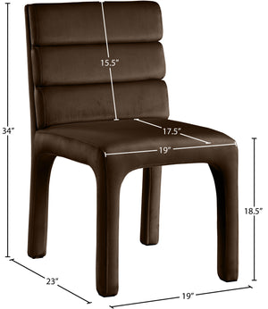 Kai Brown Velvet Dining Chair 891Brown-C Meridian Furniture