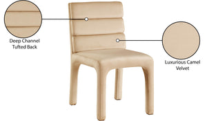 Kai Cognac Velvet Dining Chair 891Camel-C Meridian Furniture