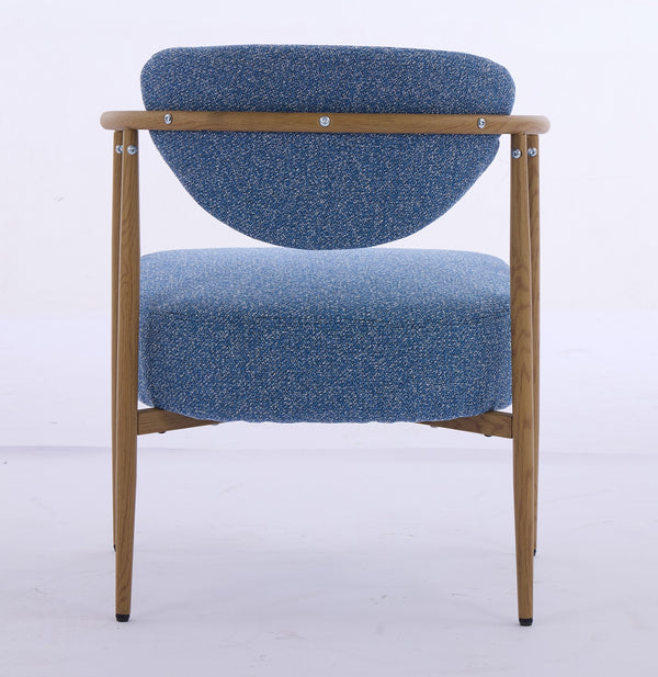 English Elm Blue Woven Fabric Dining Chair with 10cm Foam Cushion, Breathable Wear-Resistant Seat, Iron Frame W3149P375467