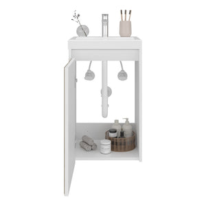 English Elm Syracuce Floating Vanity with Fluted Door Resin Sink and Shelved Storage for Small Bathrooms B070P487560