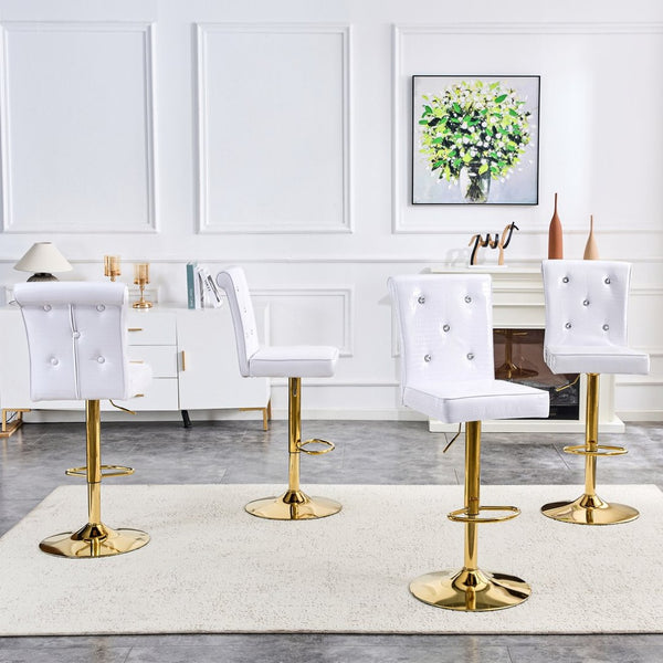 English Elm 4-pack Pu High-back Dining Chairs with Powder-coated Metal Legs for Modern Kitchens White W3875P371069