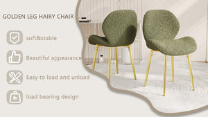 English Elm Modern Minimalist Green Teddy Velvet Dining Chairs Set Of 2 - Stylish Comfort For Any Space! W1727P251143