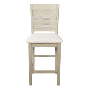 OSP Home Furnishings Walden 24" Cane Back Stool  - Set of 2 Linen / Antique White