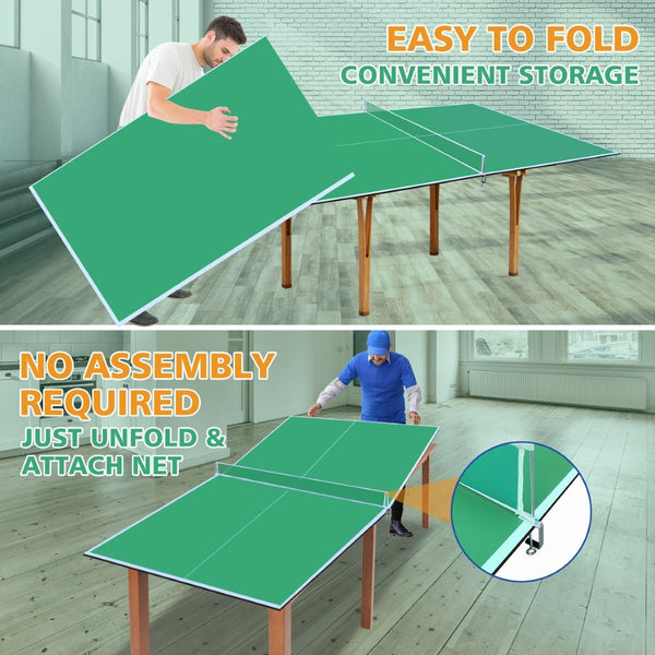 English Elm 8.5ft Regulation Ping Pong Conversion Top Foldable Mdf Surface for Game Rooms Green W1408P401725