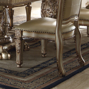 English Elm Bone Plush Tufted Arm Chair with Floral Carved Wood Back, Nailhead Trim & Tapered Legs for Luxe Seating Beige+Gold B062P209282