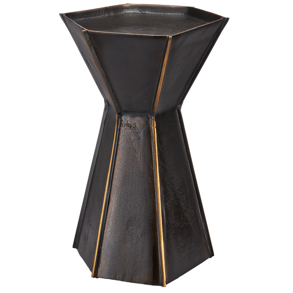 Merola Modern Accent Table in Antique Bronze and Gold - Unique Cast Aluminum Artisanal Design