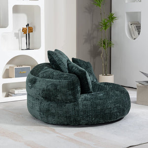 English Elm Lazy Sofa Oversized Ergonomic Bean Bag Lounger with High Wrap Back, Plush Chenille Foam Comfort for Living Room, Bedroom, Office Emerald W395P252054