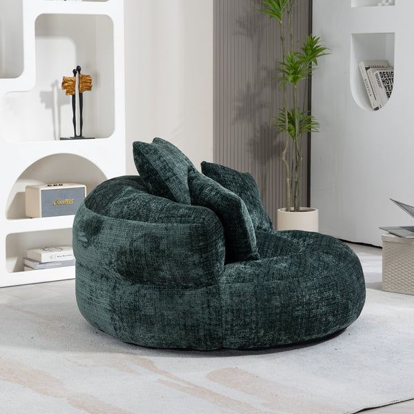 English Elm Lazy Sofa Oversized Ergonomic Bean Bag Lounger with High Wrap Back, Plush Chenille Foam Comfort for Living Room, Bedroom, Office Emerald W395P252054