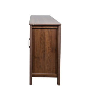 English Elm Cabinet Modern 4-Door Sideboard with 4 Open Shelves, 59" Freestanding Storage Console for Home Decor W331P266133