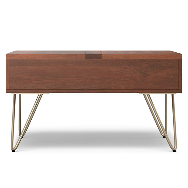 English Elm Hunter Solid Mango Wood Lift Top Coffee Table with Gold Hairpin Legs for Living B136P429104