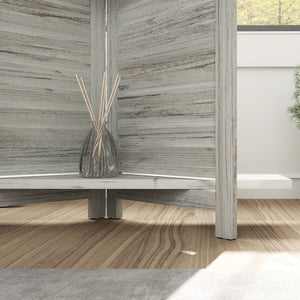 English Elm Privacy Screen Divider Four Panel Paulownia Wood Louvered Shelves Farmhouse White T3971P431138
