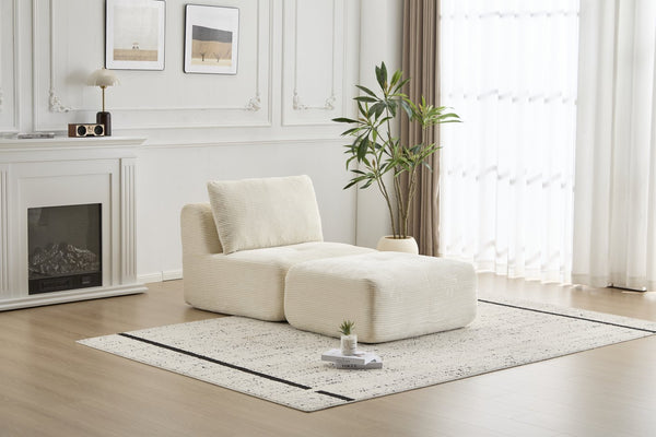 English Elm Modern Modular Memory Foam Sofa - Stylish Pet-Friendly Chaise Lounge With Movable Ottoman, Beige W3723P346956