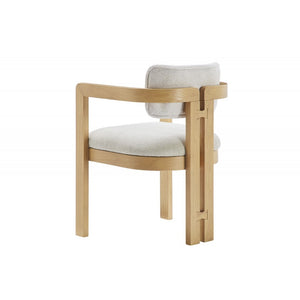 English Elm Modern Rustic Upholstered Dining Arm Chair with Sculptural Fluted Base, Curved Arms & Plush Comfort Natural 24.5 L x 25.5 W x 40.5 H B011P366704