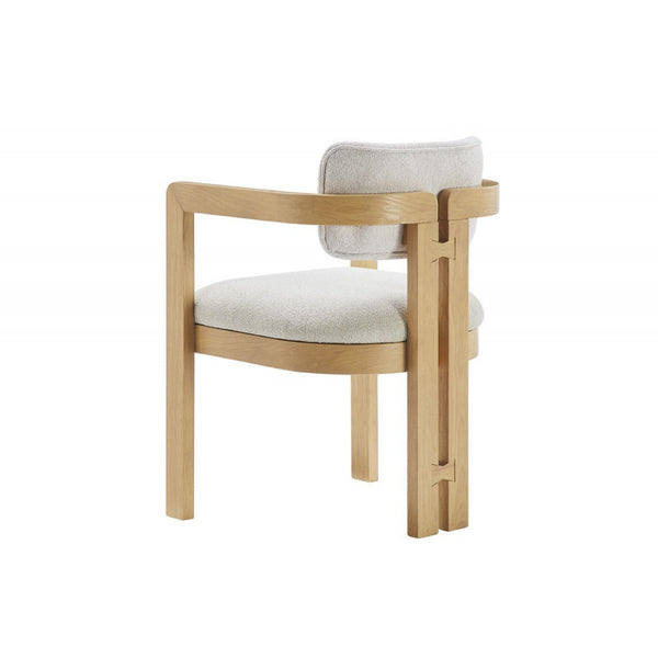 English Elm Modern Rustic Upholstered Dining Arm Chair with Sculptural Fluted Base, Curved Arms & Plush Comfort Natural 24.5 L x 25.5 W x 40.5 H B011P366704