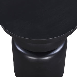 English Elm Luxurious Brown Wood Round Pedestal Side Table in Black Finish — Sculpted Mango Wood Accent, Sturdy 18 B2741P285780