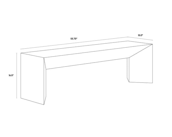 Sunpan NOMAD Concrete Bench - Minimalist White Design for Indoor & Outdoor Use, Durable & Stylish Seating 108020