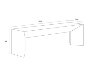 Sunpan Nomad Bench - Elegant Concrete Design with Unique Textures for Indoor and Outdoor Spaces, 55.75"W White