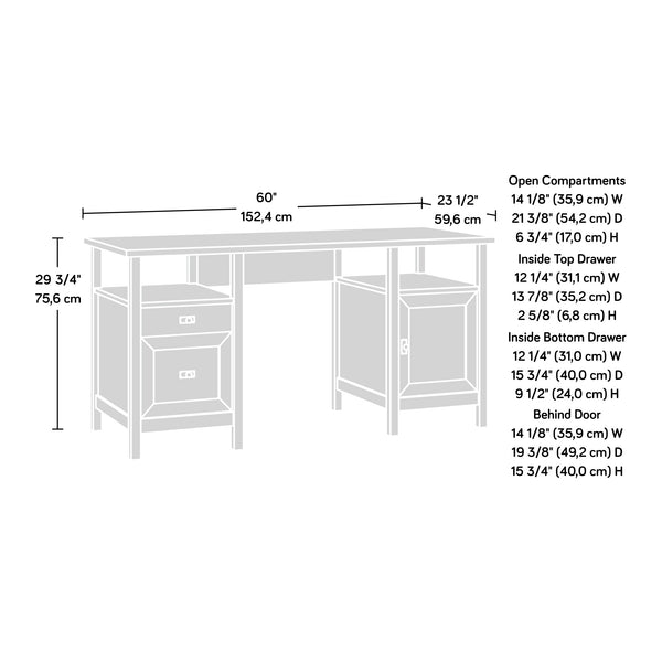 English Elm Desk, Modern Cottage-Style With White Finish & Wood-Tone Top - Perfect For Small Spaces & Easy Assembly B356P402733