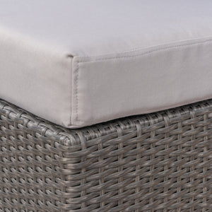 English Elm Christopher Knight Home® - SANTA modern SANTA ROSA 16 Grey+Silver PE Rattan Patio Ottoman with Iron Frame and Waterproof Fabric Cushion (17.5x13.75) 62570.00GRY