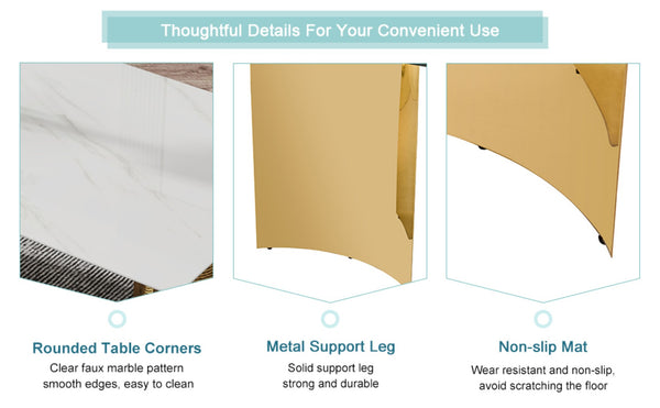 English Elm Table And Chair Set - Elegant White And Gold Dining Furniture With Comfortable Pu Seats, 6 Chairs W1151S04345-GIGA