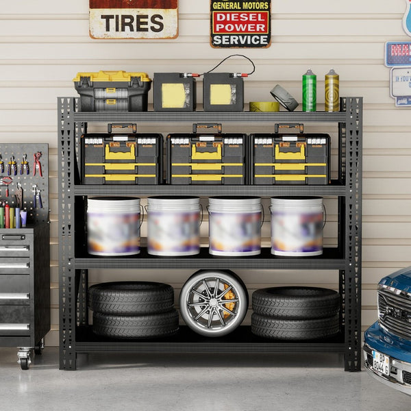 English Elm Heavy Steel Garage Shelving Unit Six Thousand Pound Industrial Storage Rack Workshop W2735S00002