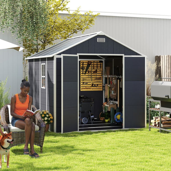 English Elm Campcraft 8x8 Ft Resin Storage Shed Thick Pp Panels Lockable Door Uv Resistant Outdoor W1598S00024