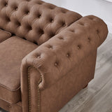 English Elm Classic Chesterfield Sofa Loveseat For Living Room Brown Faux Leather