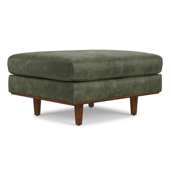 English Elm Morrison Ottoman - Handcrafted Mid-Century Modern Footrest And Extra Seating With Eco-Friendly Leather B136P364276