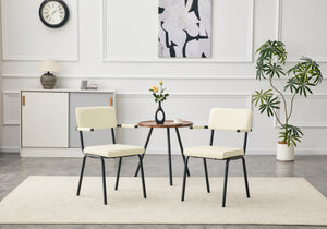English Elm Dining Chairs Set of 2 Velvet Upholstered with Hangable Arms and Metal Legs W3493P449279