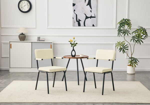 English Elm Dining Chairs Set of 2 Velvet Upholstered with Hangable Arms and Metal Legs W3493P449279