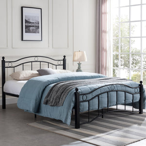 English Elm Christopher Knight Home® - KING Metal Bed Frame King Size Platform Bed with Geometric Headboard, Sturdy Iron, Underbed Storage Opportunity Black 79.25 L x 28.75 W x 3.5 H 63298.00FBLK-K-UK