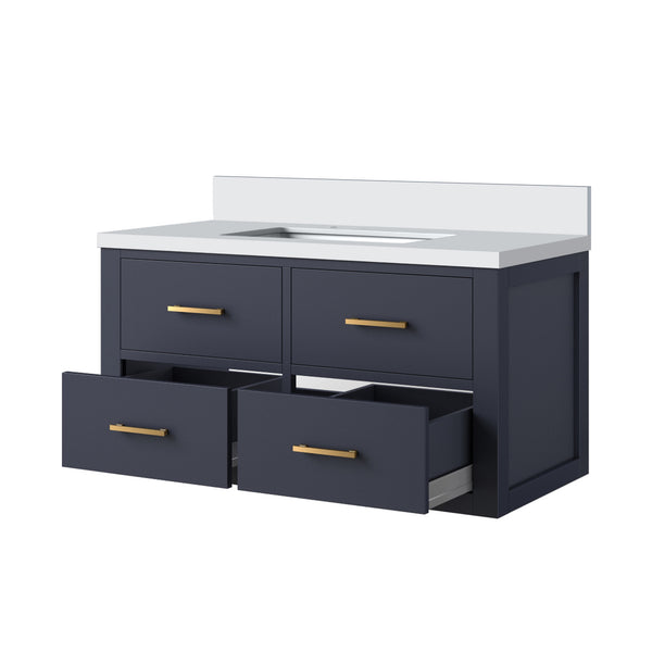 English Elm Blue Single-Sink Bath Vanity 36" W X 22" D With Elegant White Quartz Top & Soft-Close Hardware B2731P257967