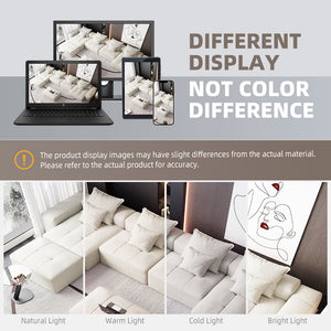 English Elm Modern Modular Sectional Sofa - Luxurious Chenille Fabric, 8 Pillows, No Assembly Needed, Beige/White W1885S00069