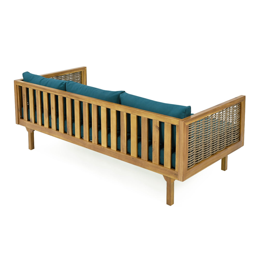 English Elm Christopher Knight Home® - Patio Claremont 3-Seater Daybed & Acacia Wood Table Set – Stylish Outdoor Comfort For Entertaining N770P234486T_N770P205570T