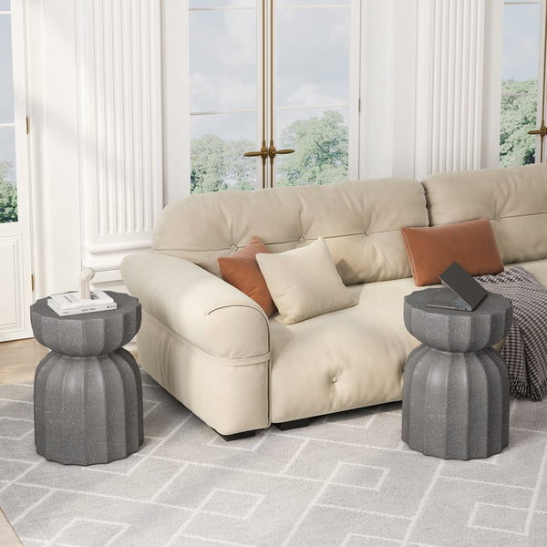 English Elm 13" Modern Outdoor Indoor Waterproof Cement Side & Coffee Table Set, Durable 265lb Capacity Patio Seating Grey W757P332043