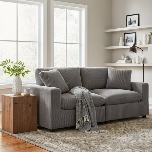 English Elm Chelsea Modular 2-Piece Sofa In Charcoal - Modern Comfort, Family & Pet-Friendly, Easy-Care Design B050S00015