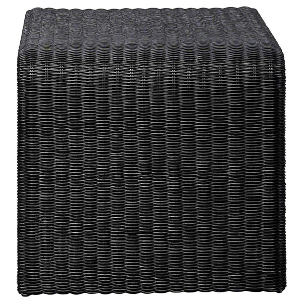 English Elm Gage Rattan and Iron Square Side Table Retro Boho Accent for Living or Bedroom B062P440511
