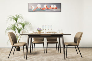 English Elm The Rock Plate Extendable Dining Table Seats 8 with Sculptural Metal Base W1911P389401