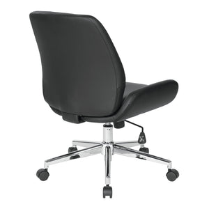 OSP Home Furnishings Faux Leather Swivel Office Chair with Lumbar Support and Polished Chrome Base Black FL61903C-U6