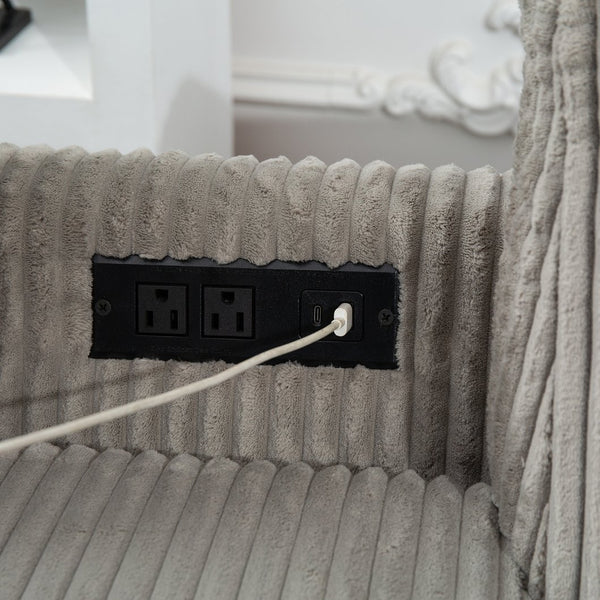 English Elm Convertible Sectional Sofa With Storage Ottoman, Usb Ports & Cupholders For Modern Living Rooms W3098S00033