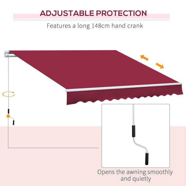 English Elm Outsunny 12' X 8' Retractable Awning - Stylish Sun Shade With Uv Protection, Manual Crank & Durable Frame W2225P174243-GIGA