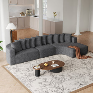 English Elm 131.1-inch Chenille Cloud Sectional with Memory Foam Cushions and 10 Plush Pillows W3505S00015