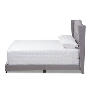 Baxton Studio Baxton Studio Alesha Grey Upholstered King Bed - Modern Winged Headboard with Tufting & Durability Alesha-Grey-King